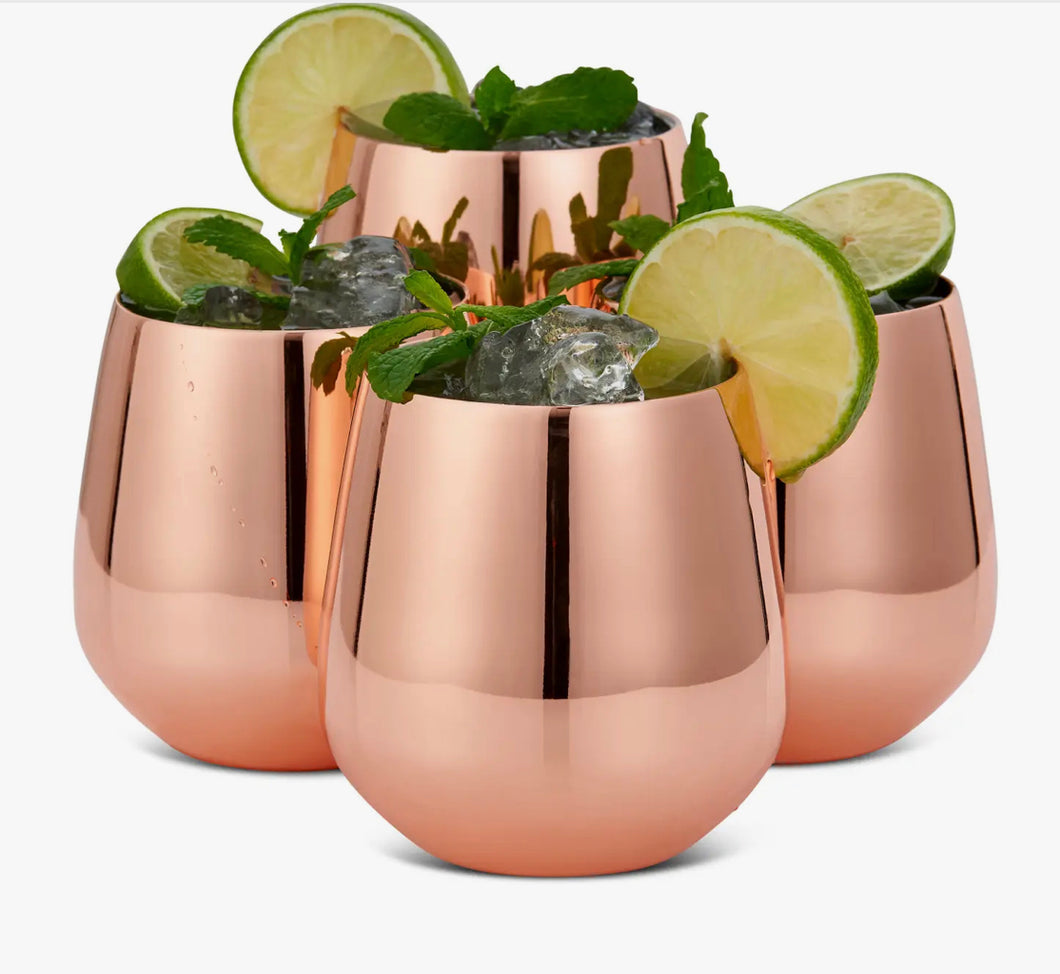 4 Rose Gold Tumblers with Straws