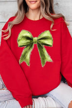 Load image into Gallery viewer, Grinchmas Coquette Bow Graphic Fleece Sweatshirts
