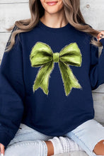 Load image into Gallery viewer, Grinchmas Coquette Bow Graphic Fleece Sweatshirts
