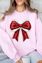 Load image into Gallery viewer, Christmas Santa Bow Graphic Fleece Sweatshirts
