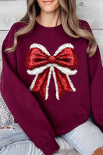 Load image into Gallery viewer, Christmas Santa Bow Graphic Fleece Sweatshirts
