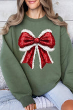 Load image into Gallery viewer, Christmas Santa Bow Graphic Fleece Sweatshirts
