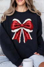 Load image into Gallery viewer, Christmas Santa Bow Graphic Fleece Sweatshirts
