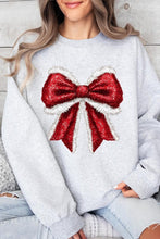 Load image into Gallery viewer, Christmas Santa Bow Graphic Fleece Sweatshirts
