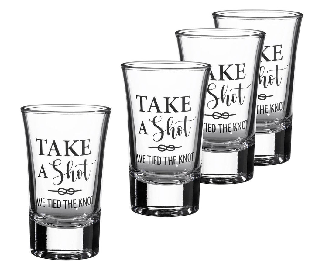 Lillian Rose - Tied the Knot Wedding Day Shot Glass Favors Set of 4