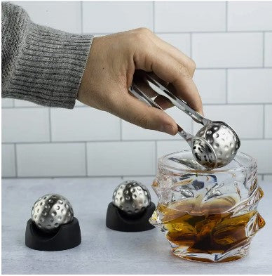 Golf Ball Shaped Stainless Steel Whiskey Stones, 4 Stones