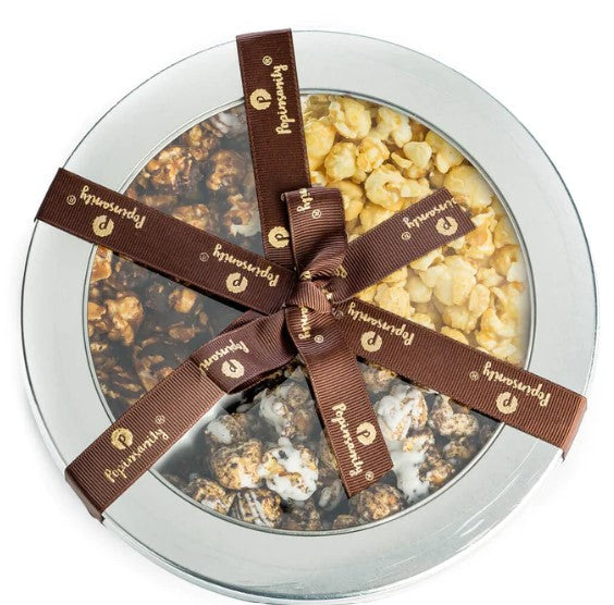 Gourmet Popcorn 3 Flavor Gift Tin 🎁 Elegant Luxury Present