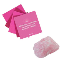 Load image into Gallery viewer, Self-Care Gift Set - Bath Soaks, Rose Quartz Soaking Crystal, Affirmation Cards
