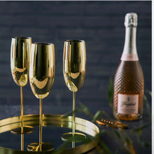 Load image into Gallery viewer, 4 Gold Champagne Flutes
