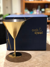 Load image into Gallery viewer, 4 Matte Gold Martini Cocktail Glasses
