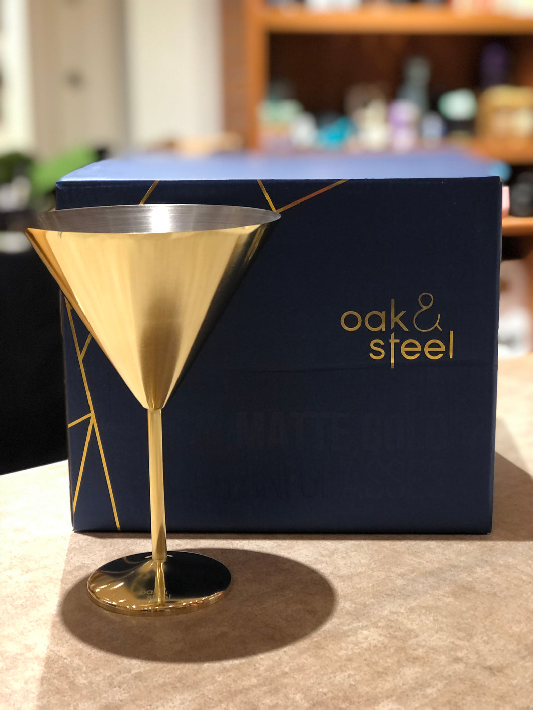4 Matte Gold Martini Cocktail Glasses