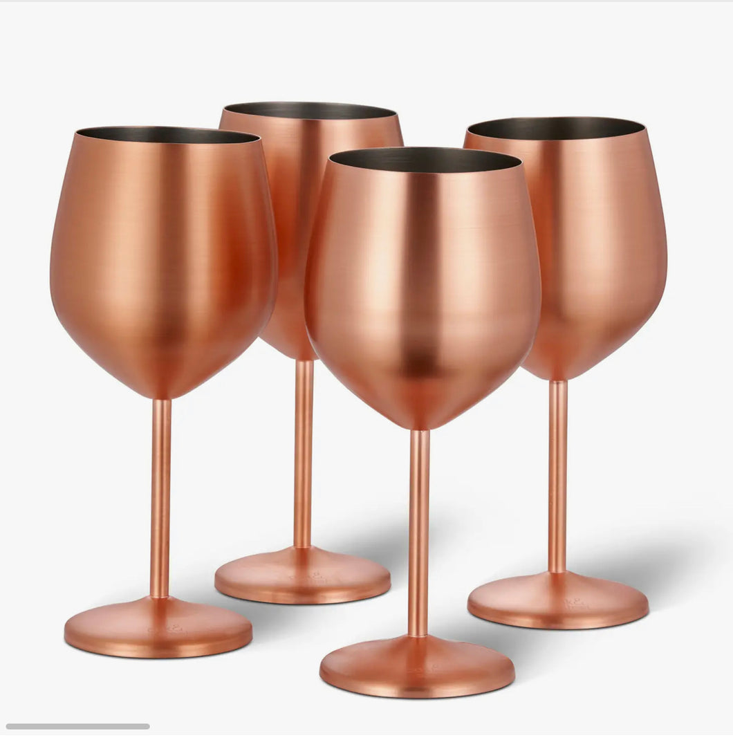 4 Matte Rose Gold Wine Glasses
