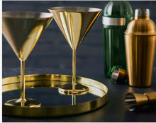 Load image into Gallery viewer, 4 Matte Gold Martini Cocktail Glasses
