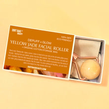 Load image into Gallery viewer, Yellow Jade Facial Roller with Organic Cotton Storage Bag
